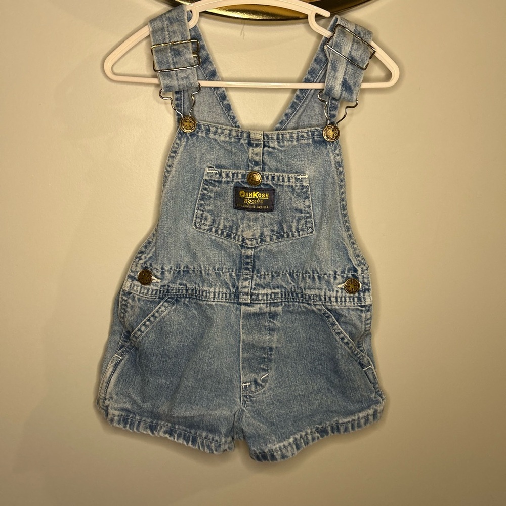 Vintage Classic OshKosh B'gosh Light Blue Kids Short Overalls Size 2
